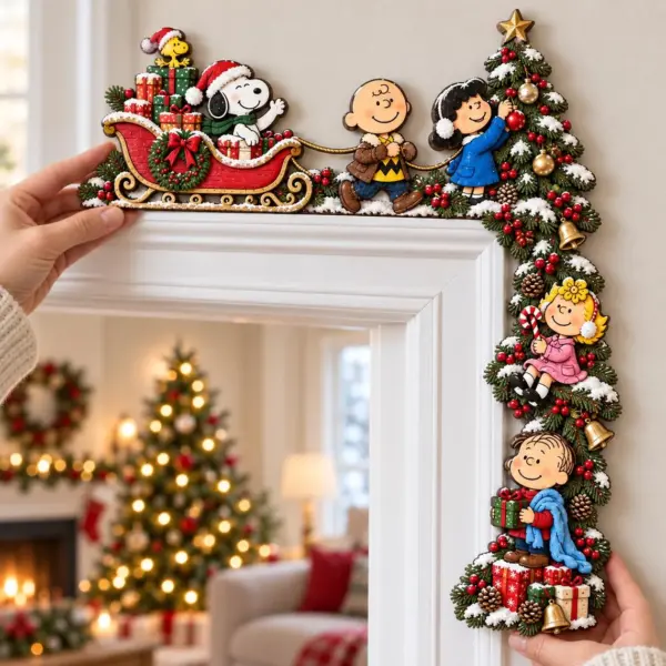 Alternative view of Snoopy Christmas Door Wood Corner-THK137724