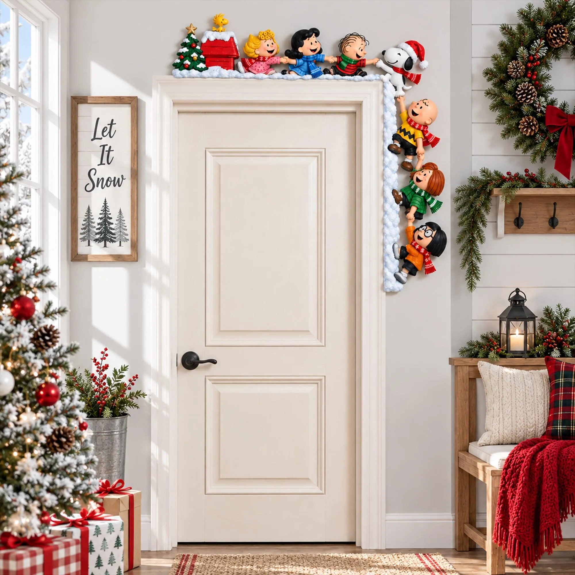 Snoopy Cute Christmas Door Wood Corner-THK137739 - Image 2