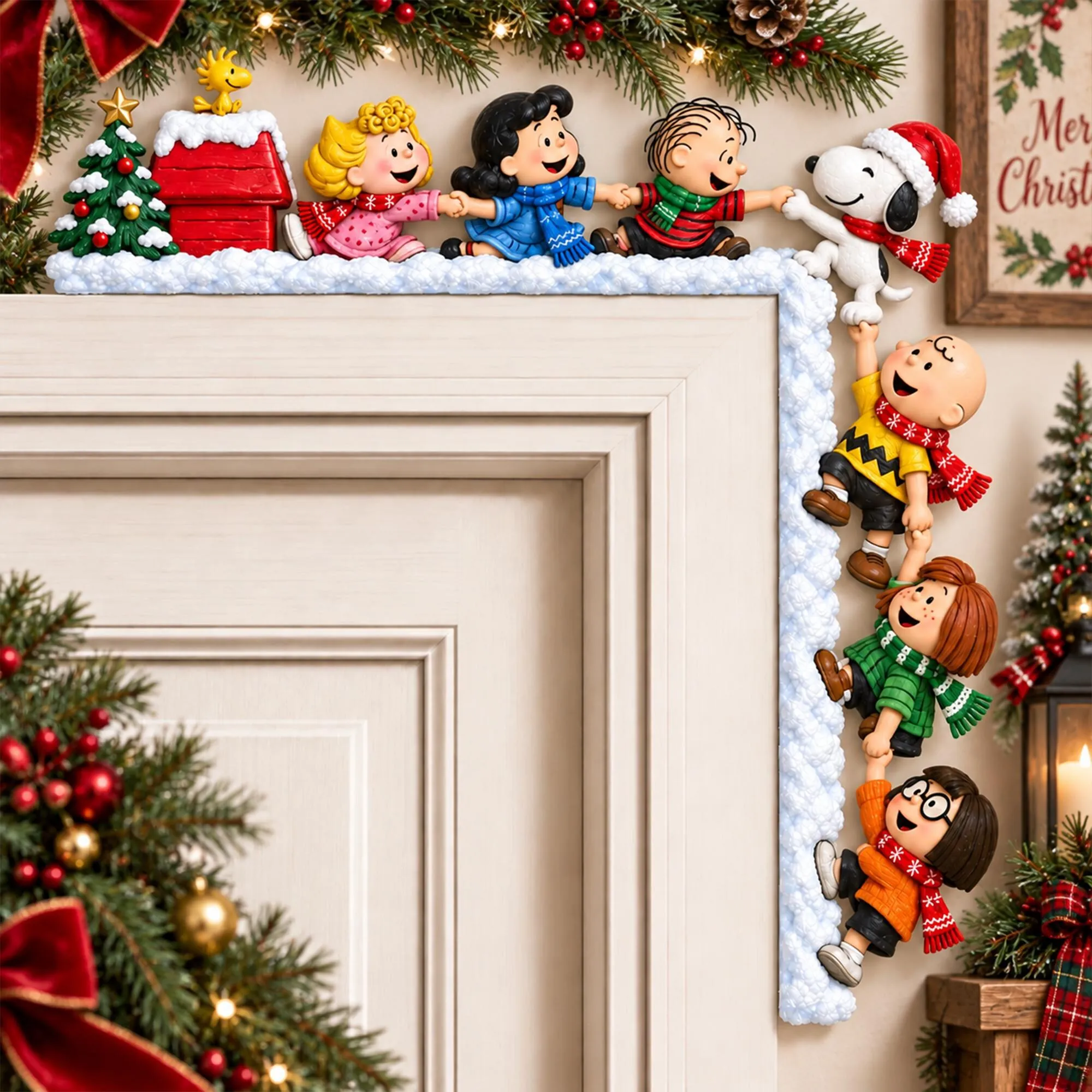 Snoopy Cute Christmas Door Wood Corner-THK137739