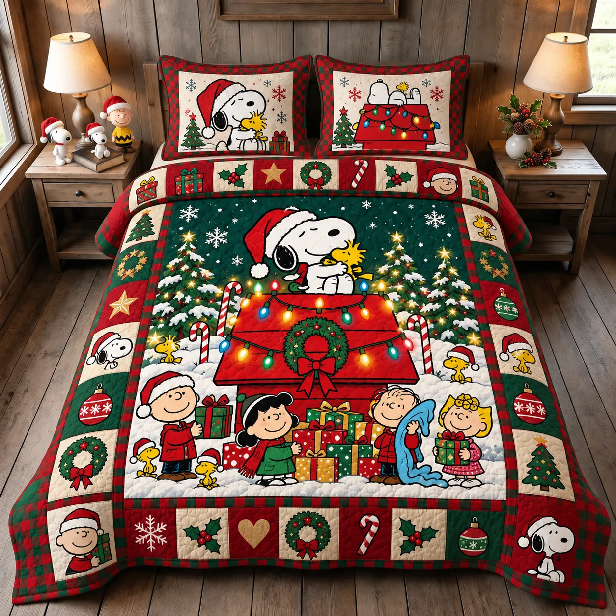 Snoopy Christmas Quilt Bedding Set-THK137753