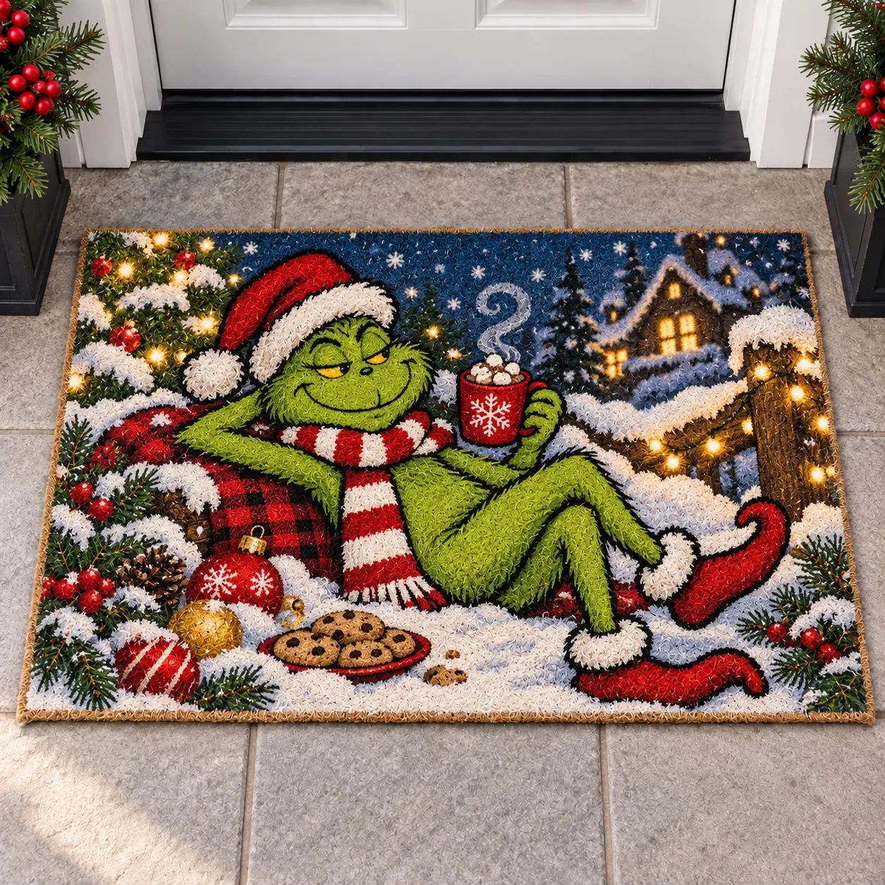 Cute Grinch Christmas DoorMat-THK138148