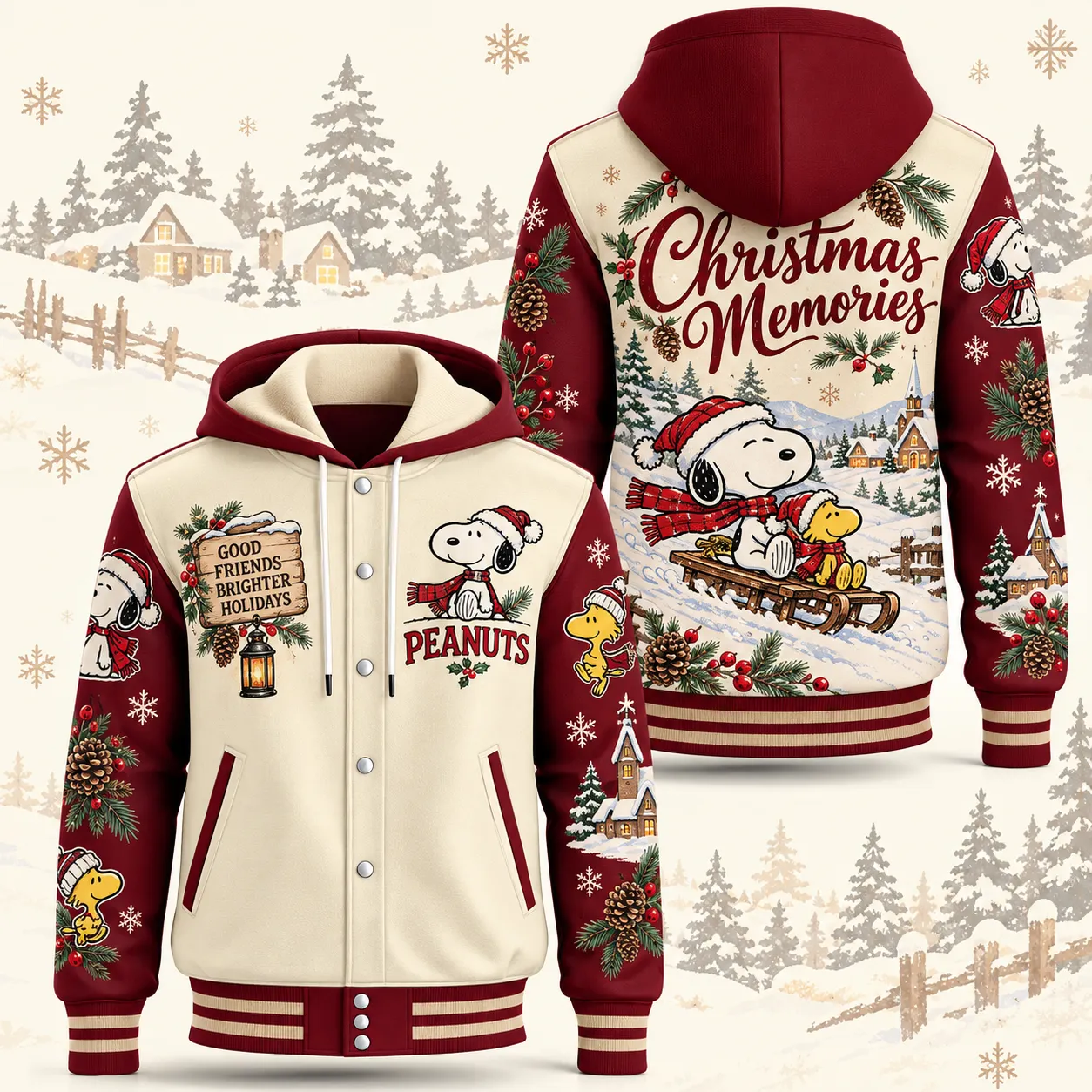 Snoopy Christmas 3D Jacket Hoodie-THK137984