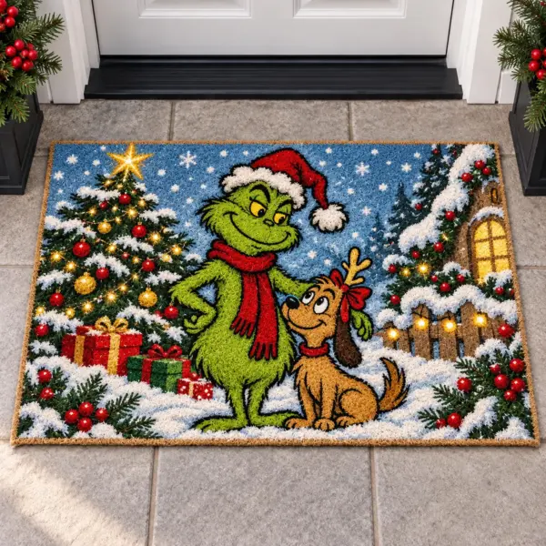 Cute Grinch Christmas DoorMat-THK138144