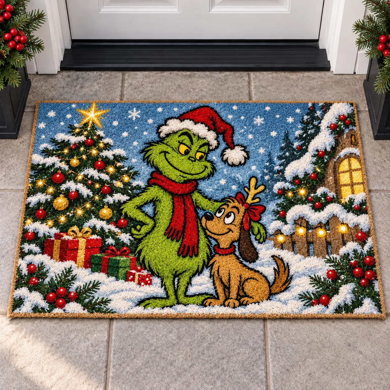 Cute Grinch Christmas DoorMat-THK138144