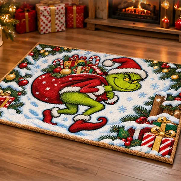 Alternative view of Cute Grinch Christmas DoorMat-THK138139